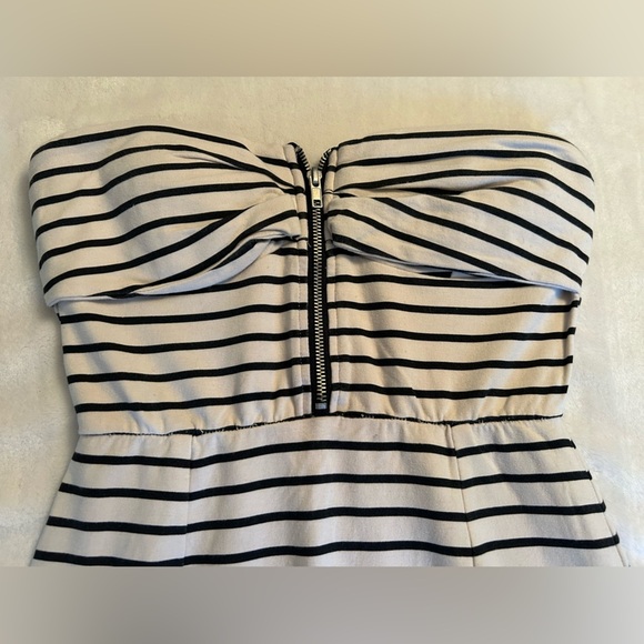 Striped Black and White Strapless Dress - Picture 2 of 3